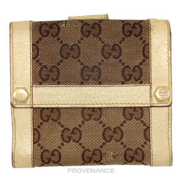 🔴 Gucci Trifold Wallet - GG Canvas White - Picture 1 of 10